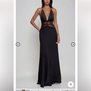 Black satin lace maxi dress